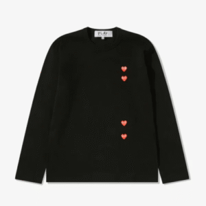 CDG Play Multi Red Heart Long Sleeve T-Shirt Black